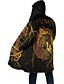 preiswerte Fleecejacke für Herren-Herren Drache Totem Wintermantel Fleecejacke Mantel Thermowarm Abstrakt Gotisch Alltagskleidung Ausgehen Tasche Druck Herbst Winter Mit Kapuze Langarm Gelb Blau Orange