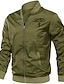 cheap Men&#039;s Graphic Jackets &amp; Coats-Denim Vintage Casual Men&#039;s Bomber Jacket Coat Daily Wear Vacation Going out Fall &amp; Winter Standing Collar Long Sleeve Army Green XS S M Polyester Jacket