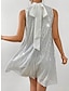 Χαμηλού Κόστους Πάρτι Φορέματα-Γυναικεία Φόρεμα με παγιέτες Φόρεμα για πάρτυ Κοκτέιλ Φόρεμα Πούλιες Λαμπύρισμα Όρθιος Γιακάς Αμάνικο Μίντι φόρεμα Ασημί Χρυσό Τριανταφυλλί Άνοιξη Χειμώνας