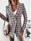 cheap Women&#039;s Blazer&amp;Suits-Women&#039;s Blazer Houndstooth Blazer Formal Business Blazer Suit Plaid Party Jacket Double Breasted Lapel with Pockets