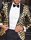 billige Blazer og jakke-herremote disco paljett blazer jakke geometrisk blazer vanlig plus size enkeltspent enknapps svart gull sølv kongeblå 2024