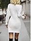 זול שמלות סרוגות-בגדי ריקוד נשים שמלת סוודר שמלת מגשר שמלת חורף שמלת מיני חם אופנתי יום יומי אחיד בָּחוּץ יומי חופשה ליציאה צווארון V שרוול ארוך 2023 מונח בצורה רפויה לבן אפור S M L XL XXL