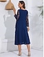 cheap Plain Dresses-Women&#039;s Lace Dress Party Dress Cocktail Dress Lace Ruffle Crew Neck Long Sleeve Midi Dress Vacation Navy Blue Spring Winter