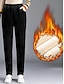 Недорогие Женские брюки-Жен. Тощий Флисовые штаны Корд Карман Завышенная Полная длина Черный Зима