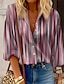 cheap Women&#039;s Blouses &amp; Shirts-Women&#039;s Shirt Blouse Striped Button Print Casual Fashion Long Sleeve Standing Collar Pink Spring &amp;  Fall
