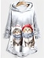 cheap Women&#039;s Hoodies &amp; Sweatshirts-Women&#039;s Hoodie Sweatshirt Pullover Flannel Cat Casual Sports Print Button Black Red Navy Blue Teddy Funny Fuzzy Loose Fit Hoodie Long Sleeve Top Micro-elastic Fall &amp; Winter