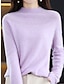 preiswerte Pullover-Damen Pullover Rundhalsausschnitt Gerippt Stricken Wolle überdimensional Herbst Winter Standard Outdoor Täglich Festtage Strassenmode Brautkleider schlicht Weich Langarm Feste Farbe Magenta Meerblau