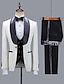 cheap Tuxedo Suits-Burgundy Royal Blue Men&#039;s Prom Suits Fall Wedding Party Tuxedos Suits 3 Piece Shawl Collar Jacquard Plus Size Standard Fit Single Breasted One-button 2024