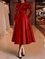 Χαμηλού Κόστους Κοκτέιλ Φορέματα-κοκτέιλ φορέματα σε γραμμή κομψό φόρεμα κόκκινο πράσινο φόρεμα γάμου καλεσμένων τσαγιού μακρυμάνικο λαιμόκοψη σατέν με πιέτες παγιέτα 2024