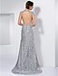 cheap Special Occasion Dresses-Sheath / Column Open Back Dress Formal Evening Sweep / Brush Train Short Sleeve Jewel Neck Sequined with Sequin 2023