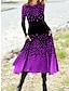 Χαμηλού Κόστους Print Φορέματα-Γυναικεία Καθημερινό φόρεμα Χειμερινό φόρεμα Φόρεμα σε γραμμή Α Ombre Τσέπη Στάμπα Στρογγυλή Ψηλή Λαιμόκοψη Μίντι φόρεμα Καθημερινά Διακοπές Μακρυμάνικο Φθινόπωρο Χειμώνας