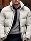 cheap Men&#039;s Downs &amp; Parkas-Men&#039;s Winter Coat Winter Jacket Puffer Jacket Zipper Pocket Polyster Pocket Outdoor Date Casual Daily Regular Fashion Casual Thermal Warm Windproof Winter Plain Black White Red Green Puffer Jacket