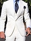 ieftine Costume-costume de nuntă alb pentru bărbați, colorate uni, 3 piese, zilnic business casual, plus mărime, la un singur piept, doi nasturi 2024