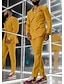 cheap Suits-Yellow Men&#039;s Prom Suits Wedding Suits Solid Colored 2 Piece Daily Business Plus Size Double Breasted Six-buttons 2024