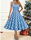cheap Print Dresses-Women&#039;s Winter Dress A Line Dress Print Halter Neck Midi Dress Party Date Sleeveless Fall Winter