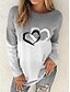 billige T-shirts til kvinde-Dame T-shirt Hjerte Trykt mønster Valentine Weekend Mode Langærmet Rund hals Rød Forår &amp; Vinter
