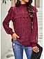 preiswerte Basic-Damenoberteile-Damen Boho-Shirt Spitzenhemd Spitzenreiter ausgehen Bluse Glatt Sexy Blume Spitze Party Festtage Ausgehen Modisch Romantisch Sexy Laternenärmel Langarm Rollkragen Stehkragen Weiß Frühling &amp; Herbst