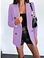 cheap Women&#039;s Blazer&amp;Suits-Women&#039;s Blazer Outdoor Button Solid Color Warm Fashion Regular Fit Outerwear Long Sleeve Fall Light Blue S