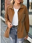 Χαμηλού Κόστους Μπουφάν πουκάμισο-Γυναικεία Casual Jacket ΕΞΩΤΕΡΙΚΟΥ ΧΩΡΟΥ Κουμπί Συμπαγές Χρώμα Διατηρείτε Ζεστό Μοντέρνα Κανονικό Εξωτερικά ενδύματα Μακρυμάνικο Φθινόπωρο σκούρο κόκκινο Τ