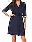 cheap Women&#039;s Robes-Women&#039;s Pajamas Robe Bathrobe Pure Color Simple Casual Comfort Home Daily Bed Cotton Spandex Jersey Breathable V Wire Fall Winter Black Navy Blue