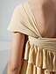 cheap Special Occasion Dresses-Sheath / Column Open Back Dress Formal Evening Military Ball Floor Length Short Sleeve One Shoulder Chiffon with Beading Draping Side Draping 2023