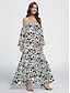 ieftine rochie casual cu imprimeu-rochie maxi cu umăr dezactivat cu imprimeu graffiti abstract din satin