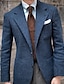 abordables chaqueta-Blazer de tweed retro vintage para hombre, blazer de espiga regular de talla grande, botonadura simple, dos botones, azul 2024
