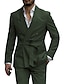 billiga Kostymer-mörkgröna bröllopsbaldräkter för män 2 delar plus size enfärgad skräddarsydd passform enkelknäppt enknapps 2024