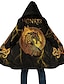 preiswerte Fleecejacke für Herren-Herren Drache Totem Wintermantel Fleecejacke Mantel Thermowarm Abstrakt Gotisch Alltagskleidung Ausgehen Tasche Druck Herbst Winter Mit Kapuze Langarm Gelb Blau Orange