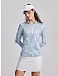 olcso Tervező kollekció-Női POLO trikó Fehér Rózsaszín Sötét tengerészkék Hosszú ujj Napvédő Felsők Paisley Ősz Tél Női golffelszerelések ruhák ruhák, ruházat