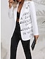 abordables Americanas de mujer-Mujer chaqueta Exterior Botón Letra Mantiene abrigado Moda Ajuste regular Ropa de calle Manga Larga Otoño Negro S