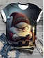 preiswerte T-Shirts für Damen-Damen T Shirt Weihnachtsmann Schneemann Wochenende Bedruckt Schwarz Kurzarm Fest / Feiertage Rundhalsausschnitt Sommer