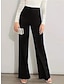 お買い得  女性のドレスパンツ-女性用 スーツ パンツ ハイカット ハイウエスト 全長 ブラック 冬