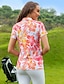 billige Designerkolleksjon-Dame POLO T-skjorte Rød Blå Kortermet Solbeskyttelse Topper Blomstret Dame golfantrekk Klær Antrekk Bruk klær