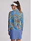 baratos Coleção de designers-Mulheres Camisa polo de caminhada Azul Manga Longa Proteção Solar Blusas Estampado Cashemere Outono Inverno Roupas femininas de golfe, roupas, roupas, roupas