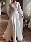 cheap Wedding Dresses-Simple Wedding Dresses Wedding Dresses A-Line Off Shoulder Cap Sleeve Tea Length Satin Bridal Gowns With Pleats Solid Color 2024