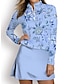 abordables Collection de créateurs-Femme T-shirt POLO Bleu manche longue Protection Solaire Top Floral Automne Hiver Vêtements de golf pour femmes, tenues, vêtements