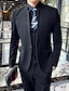 Χαμηλού Κόστους Κοστούμια-σκούρο γκρι μαύρο ανδρικό φθινοπωρινό κοστούμι 3 τεμαχίων γιακά μανταρινιού μονόχρωμο προσαρμοσμένο σε εφαρμογή μονόστομο με ένα κουμπί 2024