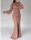 cheap Evening Dresses-Mermaid Dress Evening Gown Champagne Gown Sparkle Sequin Dress Formal Floor Length Long Sleeve Scoop Neck with Ruched Slit 2024