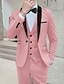 זול חליפות טוקסידו-שחור אדום אפור כהה חליפות נשף גברים טקס מסיבת חתונה טוקסידו צווארון צעיף 3 חלקים צבע אחיד בהתאמה סטנדרטית עם כפתור אחד עם חזה אחד 2024
