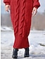זול שמלות סרוגות-בגדי ריקוד נשים שמלת סוודר שמלת מגשר שמלת חורף שמלה ארוכה שמלת מקסי סריגים חם אופנתי צבע אחיד בָּחוּץ יומי חופשה ליציאה גולף שרוול ארוך 2023 מונח בצורה רפויה אודם פול S M L XL XXL 3XL