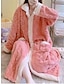 billige Selskapskjoler til dame-kvinners fleece badekåpe kjole fluffy fuzzy tegneserie katt plysj uformell komfort hjemme daglig seng korall fleece korall fløyel varm jakkeslag langermet knapplomme høst vinter lys rosa hvit pudder