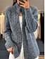 billige Cardigans og overtøj-Dame Cardigan Årgang Mode Afslappet Helfarve Kabel Høj krave Knapper Strikket Langærmet Almindelige toppe Strikke udendørs Daglig I-byen-tøj Blå Kamel Efterår Vinter