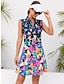 baratos Coleção de designers-Mulheres vestido de golfe Azul Marinho Sem Manga Proteção Solar roupa de tênis Borboleta Roupas femininas de golfe, roupas, roupas, roupas