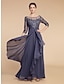cheap Mother of the Bride Dresses-A-Line Mother of the Bride Dress Elegant V Neck Floor Length Chiffon Lace 3/4 Length Sleeve with Ruffles Appliques 2023