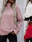 abordables Pulls-Pull femme col roulé tricot côtelé acrylique oversize hiver automne quotidien décontracté noir blanc rose
