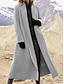 cheap Women&#039;s Coats &amp; Trench Coats-Women&#039;s Long Coat Overcoat Open Front Trench Coat Warm Winter Coat Long Sleeve with Pockets Oversize Black Army Green Gray