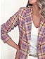 cheap Women&#039;s Blazer&amp;Suits-Women&#039;s Blazer Plaid Formal Business Office Blazer Suit Spring Casual Jacket Summer Long Sleeve Fall Yellow S