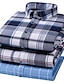 cheap Flannel Shirts-Men&#039;s Shacket Light Blue Navy blue+white Yellow Long Sleeve Plaid / Striped / Chevron / Round Classic Collar Fall / Winter Vacation Corporate Clothing Clothing Apparel Oversize