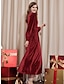 cheap Party Dress-Women&#039;s Velvet Dress Party Dress Cocktail Dress Midi Dress Red Brown Long Sleeve Pure Color Ruched Spring Fall Winter V Neck Fashion Party Mature Winter Dress Christmas Wedding Guest 2023 S M L